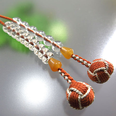 Women's Prayer Beads, Crystal, Jodo Sect, 8-Sun, Pink Aventurine Finish