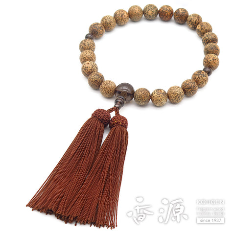 Men's prayer beads, Starry Moon Bodhi seed black core, brown crystal finish