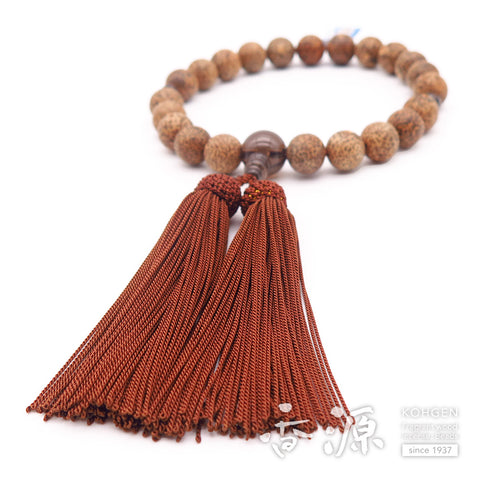 Men's prayer beads, Starry Moon Bodhi seed black core, brown crystal finish