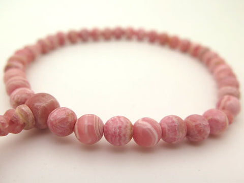 Women's Rhodochrosite Prayer Beads, 7mm Bead, Uniform Finish