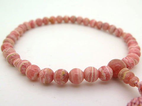Women's Rhodochrosite Prayer Beads, 7mm Bead, Uniform Finish