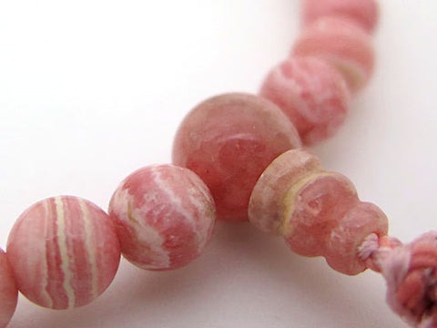 Women's Rhodochrosite Prayer Beads, 7mm Bead, Uniform Finish
