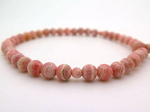 Women's Rhodochrosite Prayer Beads, 7mm Bead, Uniform Finish