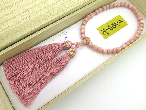 Women's Rhodochrosite Prayer Beads, 7mm Bead, Uniform Finish