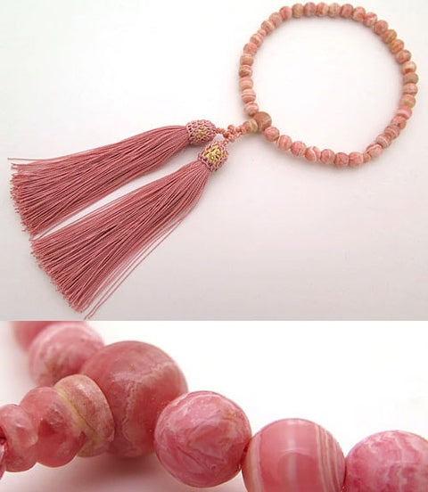 Women's Rhodochrosite Prayer Beads, 7mm Bead, Uniform Finish