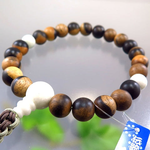 Men's Prayer Beads, Black Persimmon, Itoigawa Jade Finish, 22 Beads, String Tassel, Limited Edition