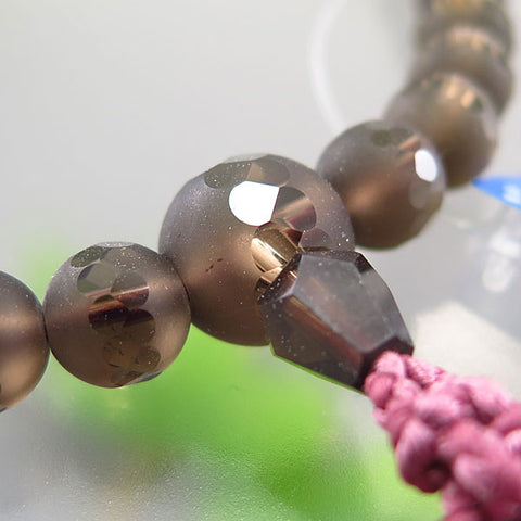 Women's Smoky Quartz Prayer Beads, Windowed Snow Cut