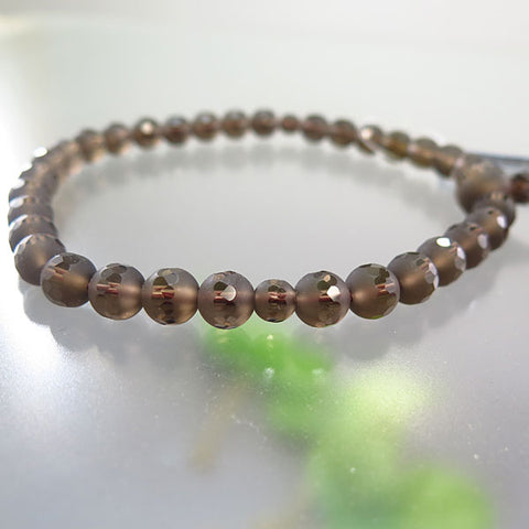 Women's Smoky Quartz Prayer Beads, Windowed Snow Cut
