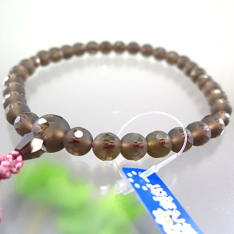 Women's Smoky Quartz Prayer Beads, Windowed Snow Cut