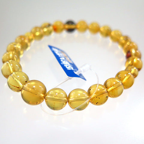High-quality blue amber 8mm beads bracelet, straight