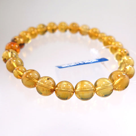 High-quality blue amber 8mm beads bracelet, straight