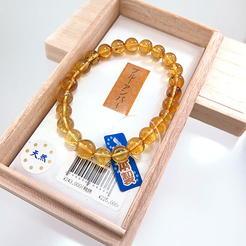 High-quality blue amber 8mm beads bracelet, straight