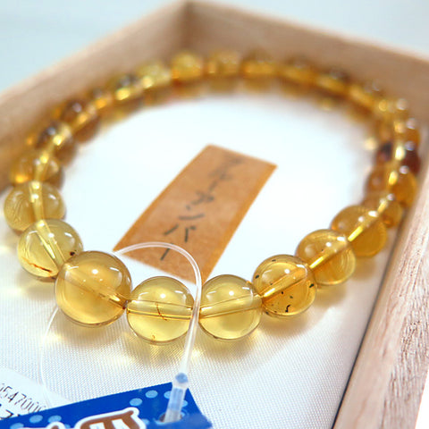 High-quality blue amber 8mm beads bracelet, straight