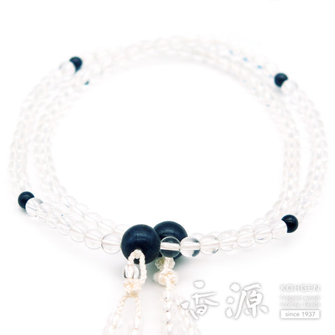 Women's Crystal Prayer Beads, 8-Sun Furiwake Style, Sapphire Finish