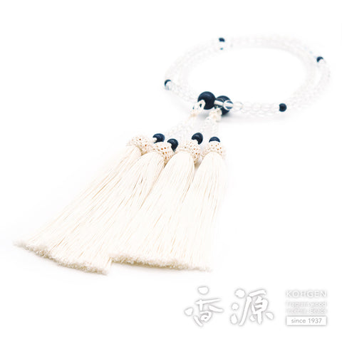 Women's Crystal Prayer Beads, 8-Sun Furiwake Style, Sapphire Finish