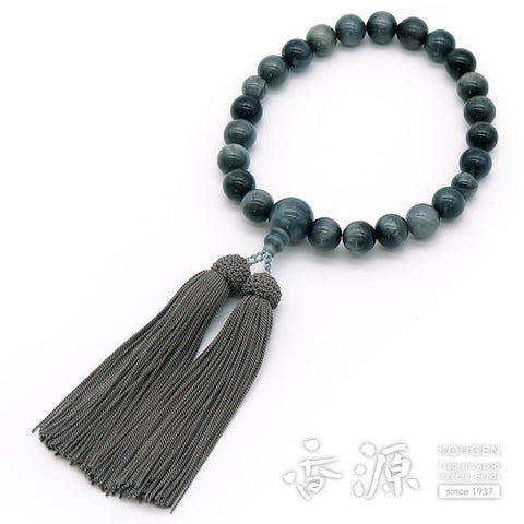Men's prayer beads, grey tiger's eye, 22 beads