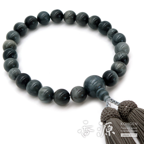 Men's prayer beads, grey tiger's eye, 22 beads