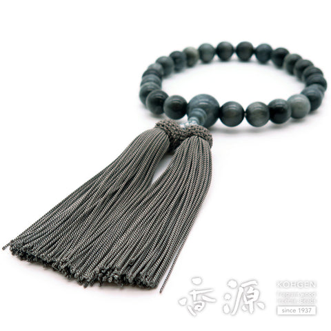 Men's prayer beads, grey tiger's eye, 22 beads