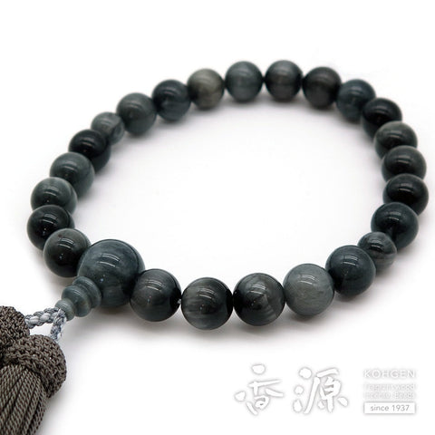 Men's prayer beads, grey tiger's eye, 22 beads