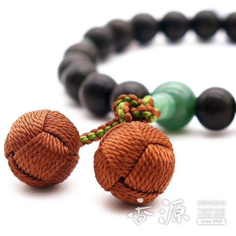 Men's prayer beads, green sandalwood, Indian jade finish