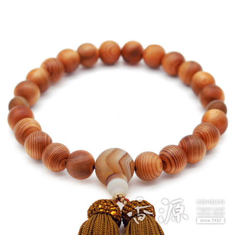 Men's prayer beads, Yakusugi, Madagascar agate, head tassel