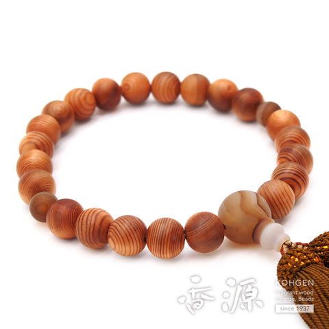 Men's prayer beads, Yakusugi, Madagascar agate, head tassel