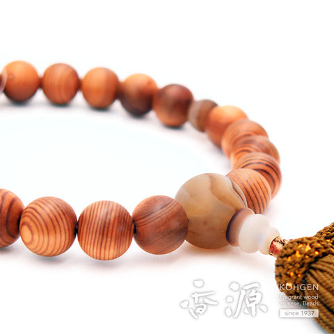 Men's prayer beads, Yakusugi, Madagascar agate, head tassel