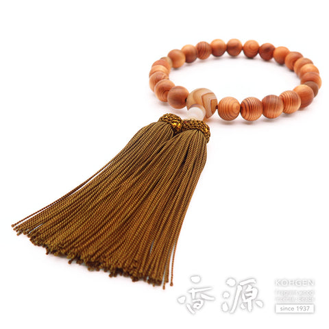 Men's prayer beads, Yakusugi, Madagascar agate, head tassel