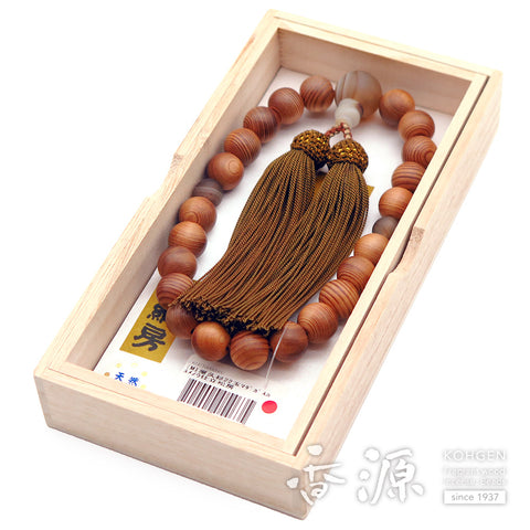 Men's prayer beads, Yakusugi, Madagascar agate, head tassel