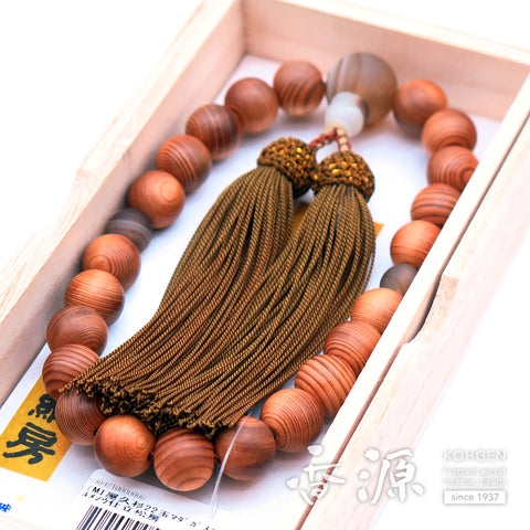 Men's prayer beads, Yakusugi, Madagascar agate, head tassel