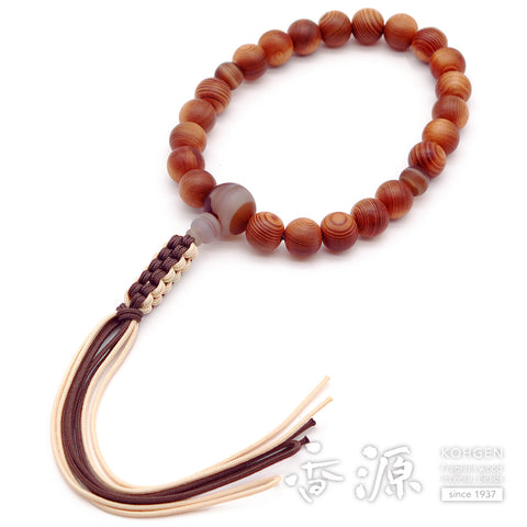 Men's prayer beads, Yakusugi, Madagascar agate, cord tassel