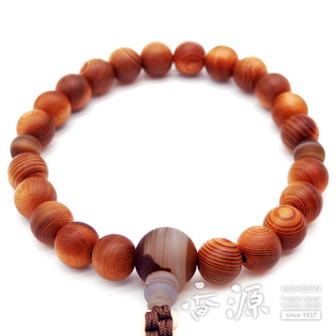 Men's prayer beads, Yakusugi, Madagascar agate, cord tassel