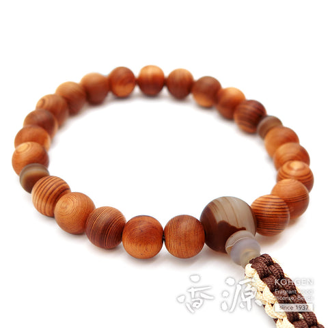 Men's prayer beads, Yakusugi, Madagascar agate, cord tassel