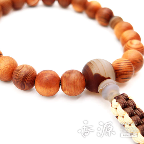 Men's prayer beads, Yakusugi, Madagascar agate, cord tassel