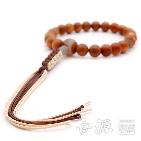Men's prayer beads, Yakusugi, Madagascar agate, cord tassel