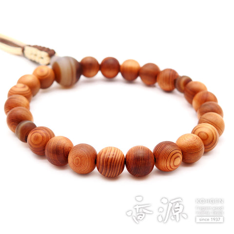 Men's prayer beads, Yakusugi, Madagascar agate, cord tassel