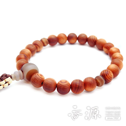 Men's prayer beads, Yakusugi, Madagascar agate, cord tassel