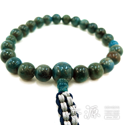 Men's prayer beads, blue apatite