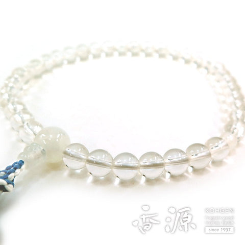 Women's Prayer Beads, Crystal, 7mm Bead, Blue Moonstone Finish