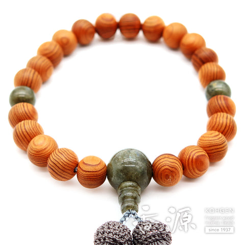 Men's prayer beads, Yakusugi, labradorite finish