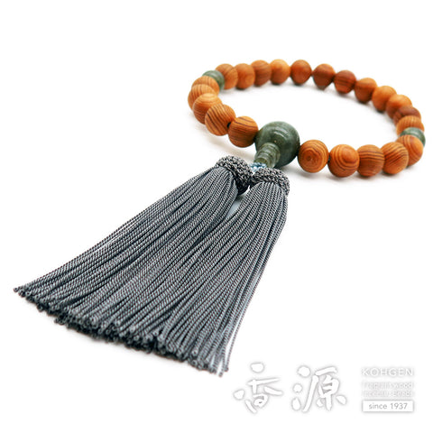 Men's prayer beads, Yakusugi, labradorite finish