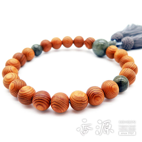 Men's prayer beads, Yakusugi, labradorite finish