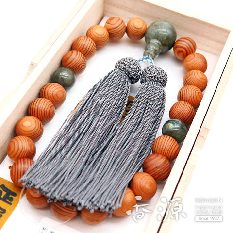 Men's prayer beads, Yakusugi, labradorite finish
