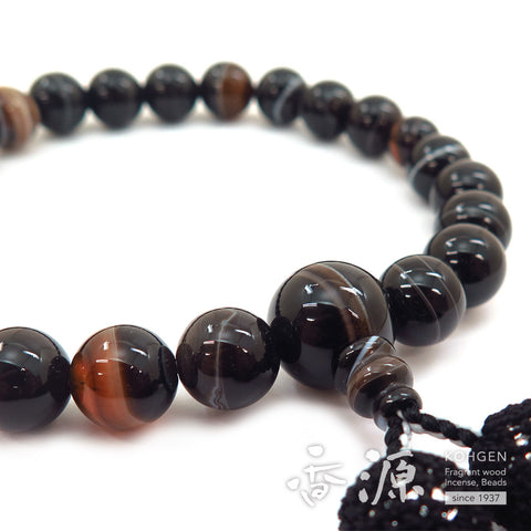 Men's prayer beads, black striped agate, item D