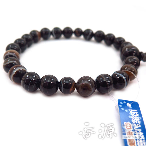 Men's prayer beads, black striped agate, item D
