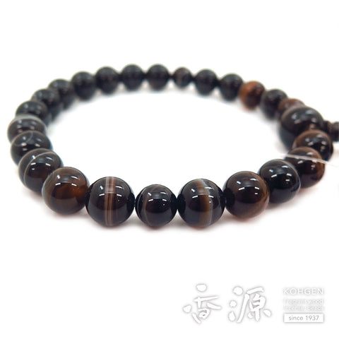 Men's prayer beads, black striped agate, 22 beads