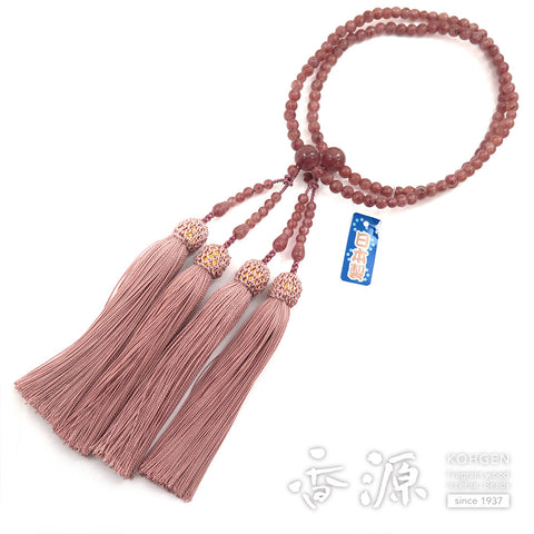 Women's Strawberry Quartz Prayer Beads, Double-Wrap