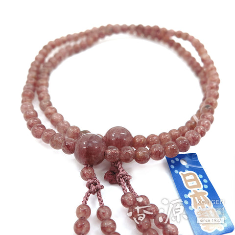 Women's Strawberry Quartz Prayer Beads, Double-Wrap