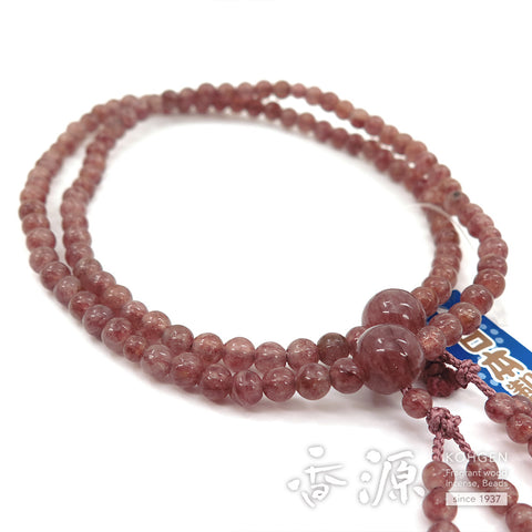 Women's Strawberry Quartz Prayer Beads, Double-Wrap