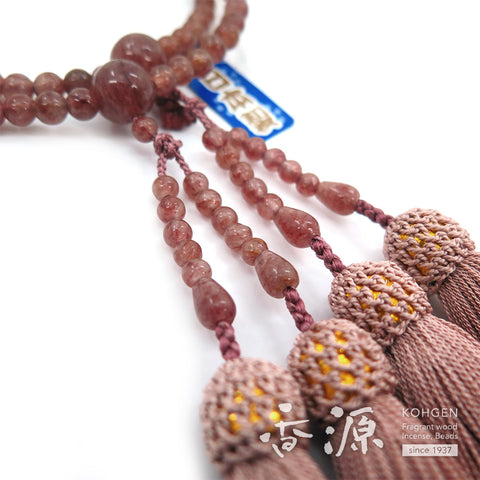 Women's Strawberry Quartz Prayer Beads, Double-Wrap